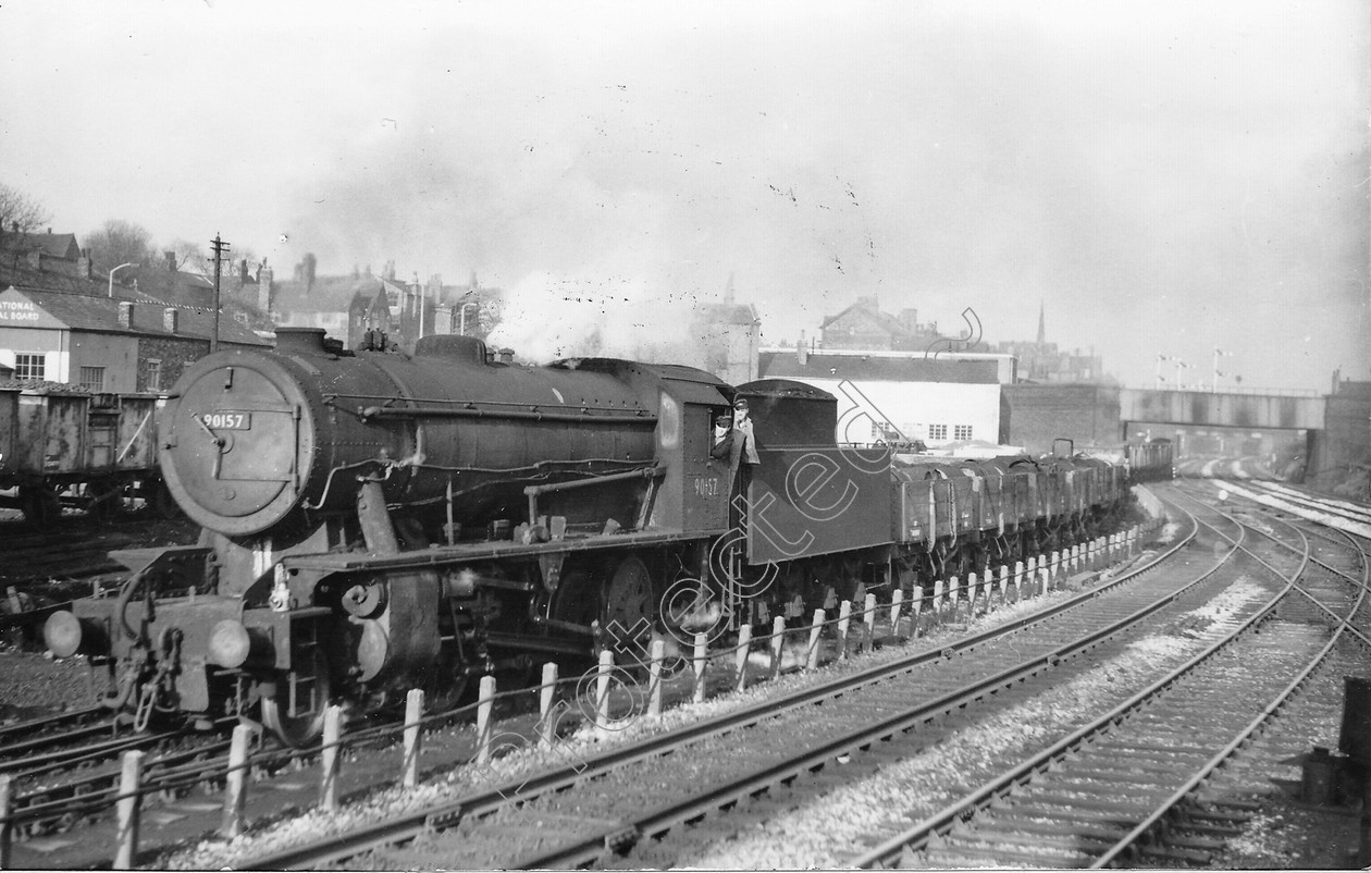 WD2505 
 ENGINE CLASS: Riddles 2-8-0 90000 ENGINE NUMBER: 90157 LOCATION: Eccles DATE: 28 April 1964 COMMENTS: 
 Keywords: 28 April 1964, 90157, Cooperline, Eccles, Riddles 2-8-0 90000, Steam, WD Cooper, locomotives, railway photography, trains