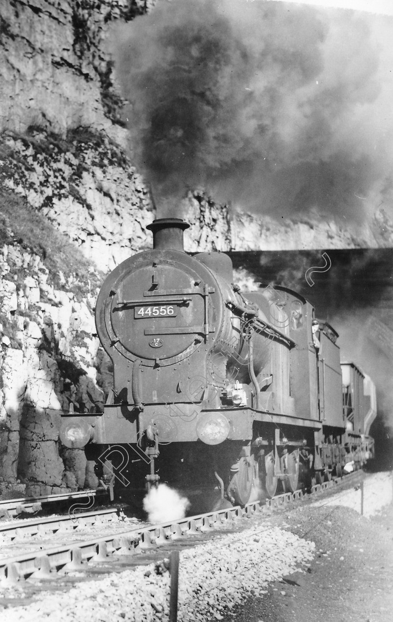 WD0755 
 ENGINE CLASS: Class 4 0-6-0 ENGINE NUMBER: 44556 LOCATION: Cheedale DATE: 23 March 1963 COMMENTS: 
 Keywords: 23 March 1963, 44556, Cheedale, Class 4 0-6-0, Cooperline, Steam, WD Cooper, locomotives, railway photography, trains