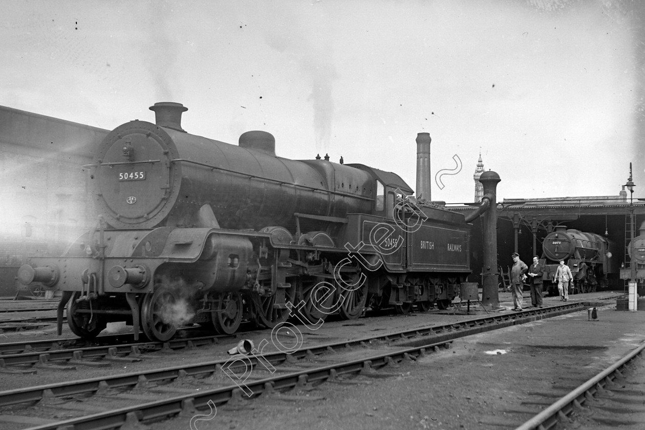 WD0802 
 ENGINE CLASS: Lancashire and Yorkshire ENGINE NUMBER: 50455 LOCATION: Blackpool DATE: 05 June 1949 COMMENTS: 
 Keywords: 05 June 1949, 50455, Blackpool, Cooperline, Lancashire and Yorkshire, Steam, WD Cooper, locomotives, railway photography, trains