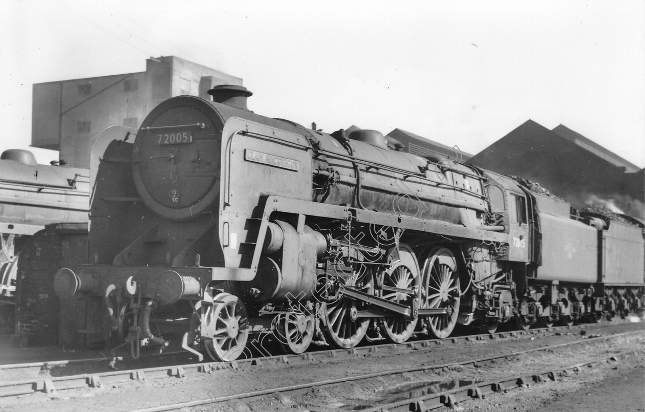 WD1380 
 ENGINE CLASS: Clan Class ENGINE NUMBER: 72005 LOCATION: Kingmoor DATE: 27 August 1964 COMMENTS: 
 Keywords: 27 August 1964, 72005, Clan Class, Cooperline, Kingmoor, Steam, WD Cooper, locomotives, railway photography, trains