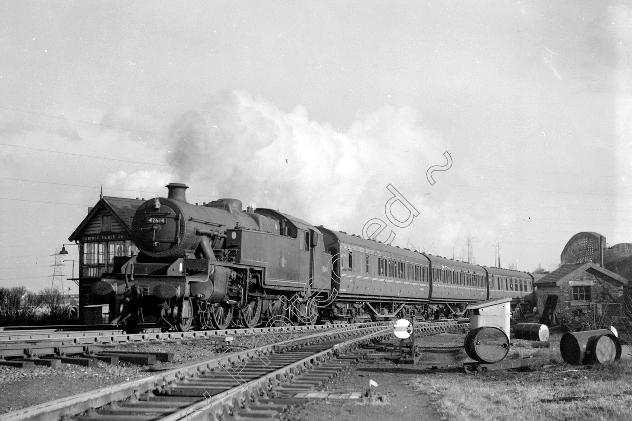 WD1078 
 ENGINE CLASS: 2-6-4 Tanks ENGINE NUMBER: 42614 LOCATION: Brindle Heath DATE: 03 April 1962 COMMENTS: 
 Keywords: 03 April 1962, 2-6-4 Tanks, 42614, Brindle Heath, Cooperline, Steam, WD Cooper, locomotives, railway photography, trains