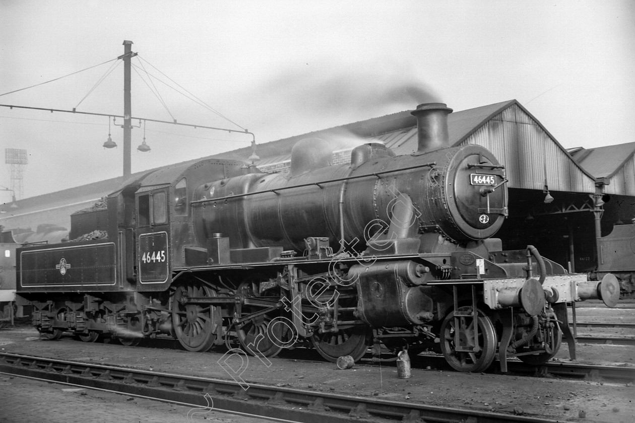 WD0875 
 ENGINE CLASS: Ivatt 6400 & 3000 ENGINE NUMBER: 46445 LOCATION: Trafford Park DATE: 22 May 1961 COMMENTS: 
 Keywords: 22 May 1961, 46445, Cooperline, Ivatt 6400 & 3000, Steam, Trafford Park, WD Cooper, locomotives, railway photography, trains