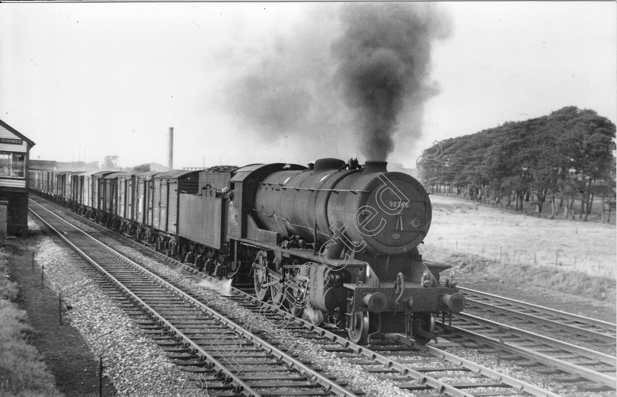 WD2511 
 ENGINE CLASS: Riddles 2-8-0 90000 ENGINE NUMBER: 90266 LOCATION: Leyland DATE: 24 July 1964 COMMENTS: 
 Keywords: 24 July 1964, 90266, Cooperline, Leyland, Riddles 2-8-0 90000, Steam, WD Cooper, locomotives, railway photography, trains