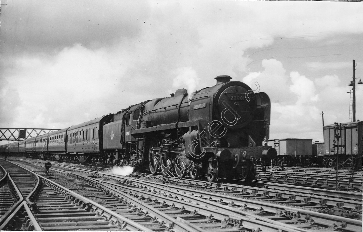 WD1373 
 ENGINE CLASS: Clan Class ENGINE NUMBER: 72001 LOCATION: Carnforth DATE: 14 June 1960 COMMENTS: 
 Keywords: 14 June 1960, 72001, Carnforth, Clan Class, Cooperline, Steam, WD Cooper, locomotives, railway photography, trains