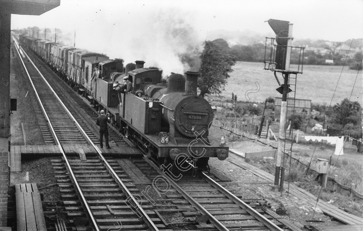 WD1364 
 ENGINE CLASS: 0-6-0 Tanks (Jinty) ENGINE NUMBER: 47599 LOCATION: Hest Bank DATE: 17 June 1964 COMMENTS: 
 Keywords: 0-6-0 Tanks (Jinty), 17 June 1964, 47599, Cooperline, Hest bank, Steam, WD Cooper, locomotives, railway photography, trains