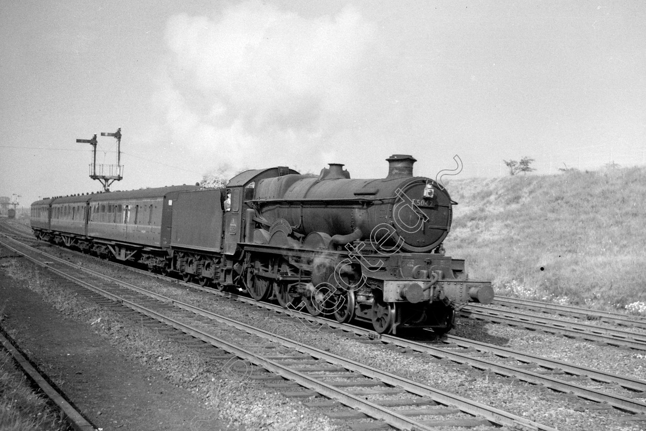 WD2847 
 ENGINE CLASS: GWR ENGINE NUMBER: 5042 LOCATION: near Chester DATE: 23 May 1964 COMMENTS: 
 Keywords: 23 May 1964, 5042, Cooperline, GWR, Near Chester, Steam, WD Cooper, locomotives, railway photography, trains