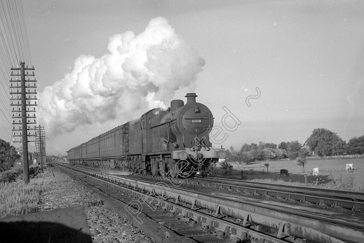 WD0708 
 ENGINE CLASS: Class 4 0-6-0 ENGINE NUMBER: 4060 LOCATION: Hest Bank DATE: 24 May 1945 COMMENTS: 
 Keywords: 24 May 1945, 4060, Class 4 0-6-0, Cooperline, Hest bank, Steam, WD Cooper, locomotives, railway photography, trains