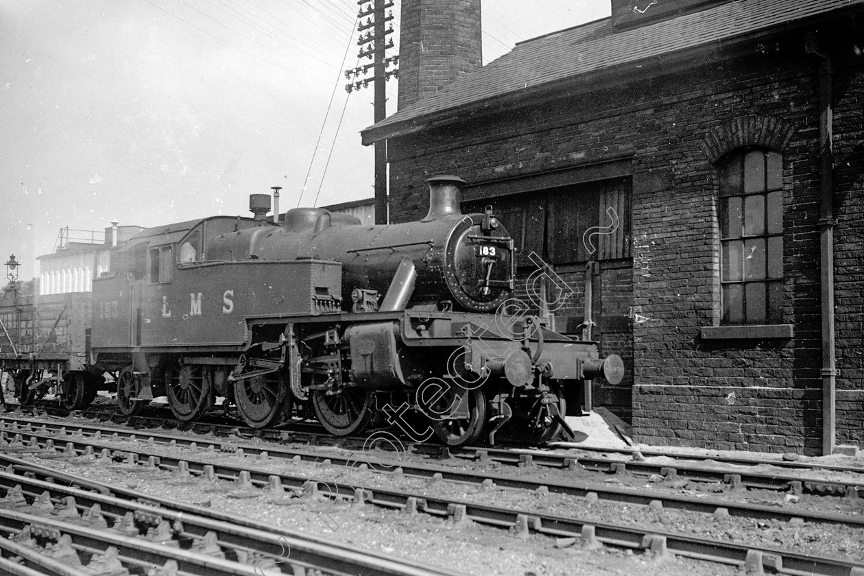 WD0581 
 ENGINE CLASS: 2-6-2 Tanks Stanier and Ivatt ENGINE NUMBER: 183 LOCATION: Hellifield DATE: 12 August 1949 COMMENTS: 
 Keywords: 12 August 1949, 183, 2-6-2 Tanks Stanier and Ivatt, Cooperline, Hellifield, Steam, WD Cooper, locomotives, railway photography, trains