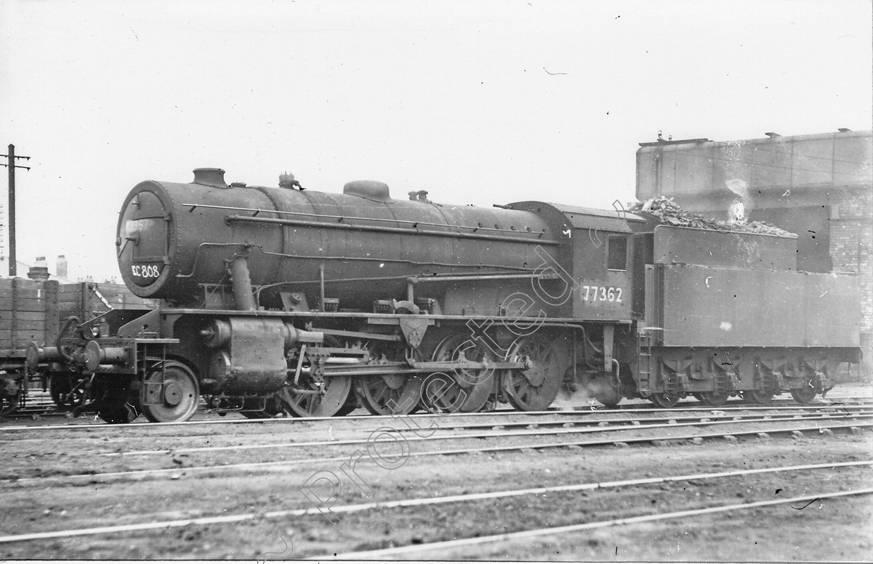 WD2539 
 ENGINE CLASS: Riddles 2-8-0 90000 ENGINE NUMBER: 77362 LOCATION: Patricroft DATE: 16 April 1949 COMMENTS: 
 Keywords: 16 April 1949, 77362, Cooperline, Patricroft, Riddles 2-8-0 90000, Steam, WD Cooper, locomotives, railway photography, trains