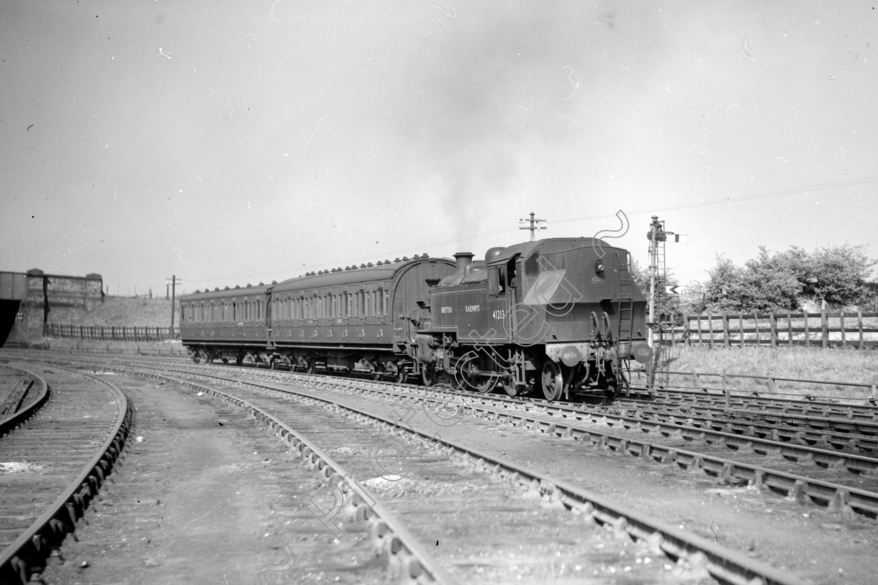 WD0588 
 ENGINE CLASS: 2-6-2 Tanks Stanier and Ivatt ENGINE NUMBER: 41213 LOCATION: DATE: 01 July 1949 COMMENTS: 
 Keywords: 01 July 1949, 2-6-2 Tanks Stanier and Ivatt, 41213, Cooperline, Steam, WD Cooper, locomotives, railway photography, trains