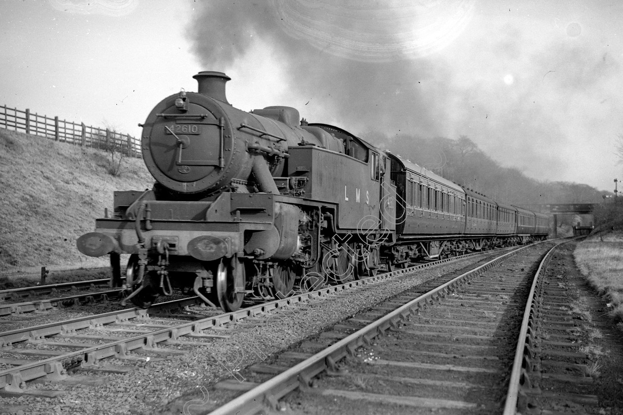 WD1075 
 ENGINE CLASS: 2-6-4 Tanks ENGINE NUMBER: 42610 LOCATION: Roe Green DATE: 14 April 1949 COMMENTS: 
 Keywords: 14 April 1949, 2-6-4 Tanks, 42610, Cooperline, Roe Green, Steam, WD Cooper, locomotives, railway photography, trains